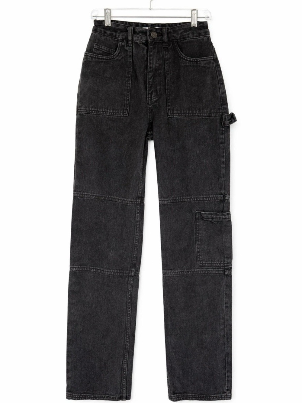 PacSun 90s Boyfriend Carpenter Jeans Cargo Baggy High Rise Pants Black Size 24